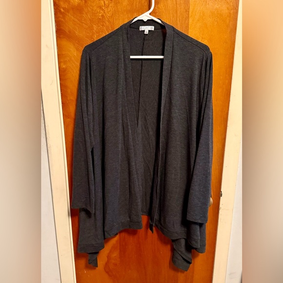 Eight18 Charcoal Open Front Waterfall Cardigan - Picture 2 of 9